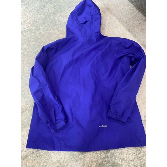 Cabelas Goretex 2XL Waterproof Wind Rain Mens Hooded Full Zip Coat Jacket Purple - Picture 9 of 9